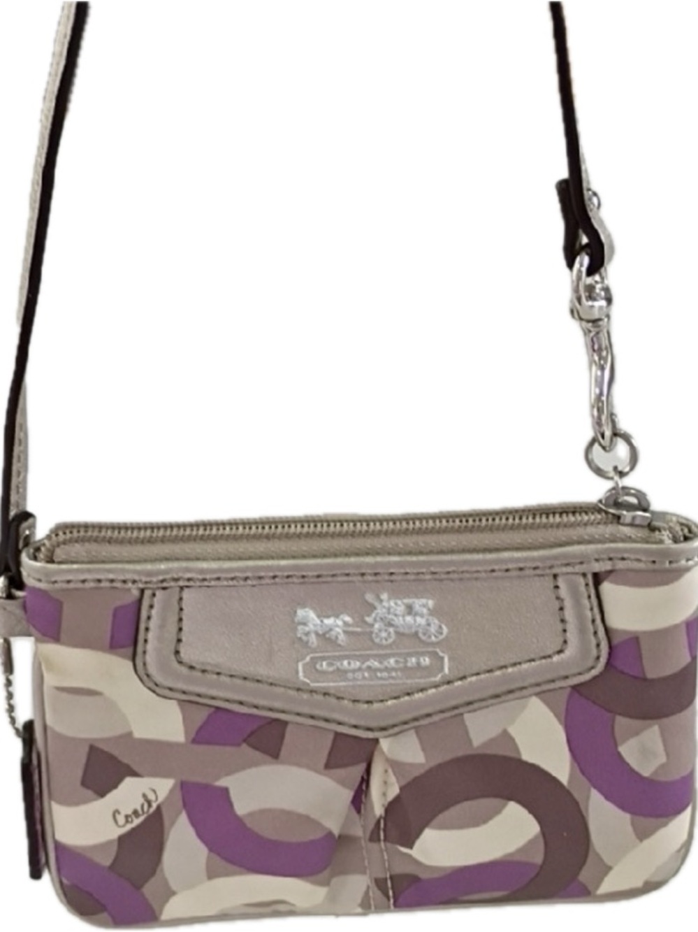 ✨ MINT ✨ Coach Madison Purple Signature Rare Ring-Print Mini Wristlet